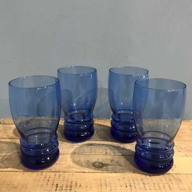 Set Of 4 Dark Blue Tumbler Glasses