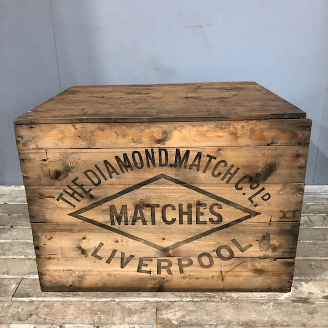 Vintage Diamond Match Crate, Old Wooden Crates For Free Uk