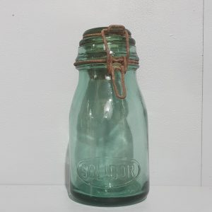 French Green Glass Jar small