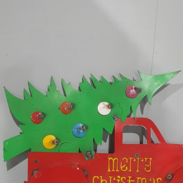 Metal Pick Up Truck Christmas Sign