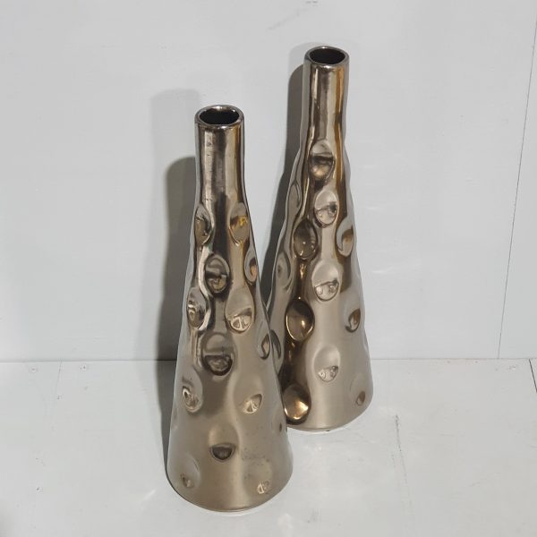 Pair Metallic Dimpled Vases 31098