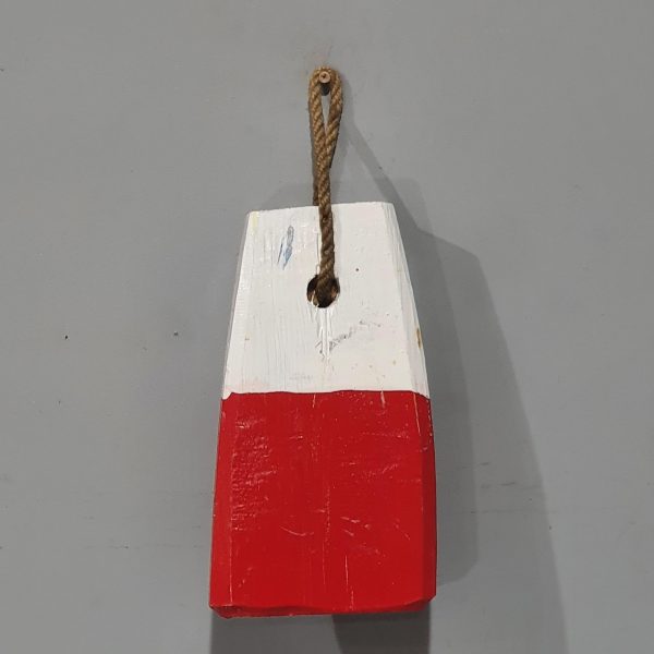 10816 White Red Wooden Buoy